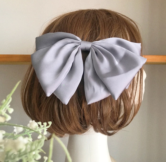 1PC Winter Velvet Bowknot Hair Clips Hand Tie Large Pigtail Bows Hairpin For Women Girls Satin Temperament Elegant Accessoires
