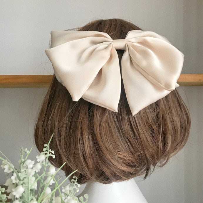 1PC Winter Velvet Bowknot Hair Clips Hand Tie Large Pigtail Bows Hairpin For Women Girls Satin Temperament Elegant Accessoires