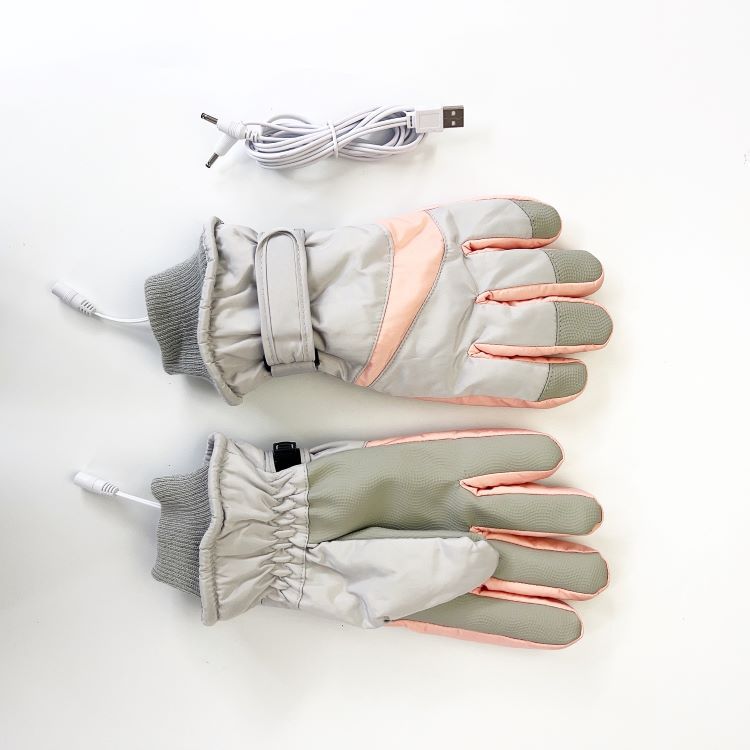 Black gray heated ski gloves USB electric heating winter outdoor warm touch screen waterproof thick anti slip palm
