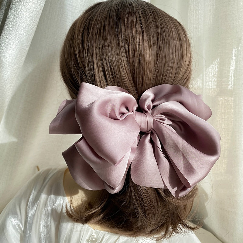 1PC Winter Velvet Bowknot Hair Clips Hand Tie Large Pigtail Bows Hairpin For Women Girls Satin Temperament Elegant Accessoires
