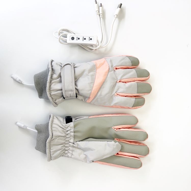 Black gray heated ski gloves USB electric heating winter outdoor warm touch screen waterproof thick anti slip palm