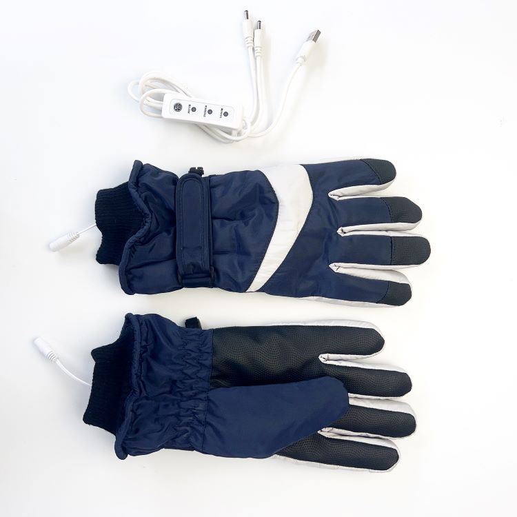 Black gray heated ski gloves USB electric heating winter outdoor warm touch screen waterproof thick anti slip palm