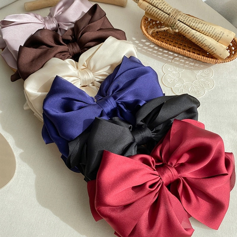 1PC Winter Velvet Bowknot Hair Clips Hand Tie Large Pigtail Bows Hairpin For Women Girls Satin Temperament Elegant Accessoires