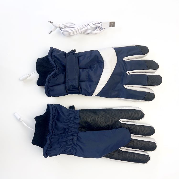 Black gray heated ski gloves USB electric heating winter outdoor warm touch screen waterproof thick anti slip palm