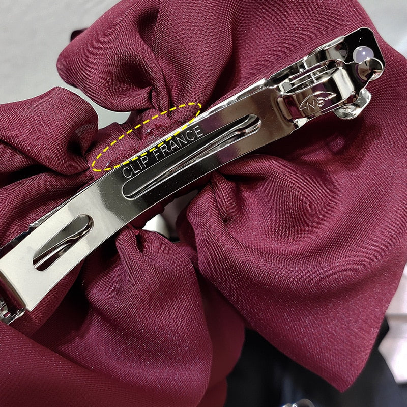 1PC Winter Velvet Bowknot Hair Clips Hand Tie Large Pigtail Bows Hairpin For Women Girls Satin Temperament Elegant Accessoires